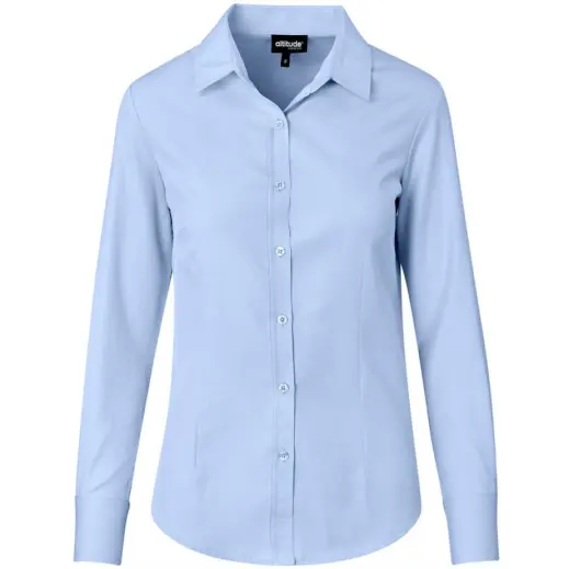 Ladies Long Sleeve Nottingham Shirt Sky Blue Front
